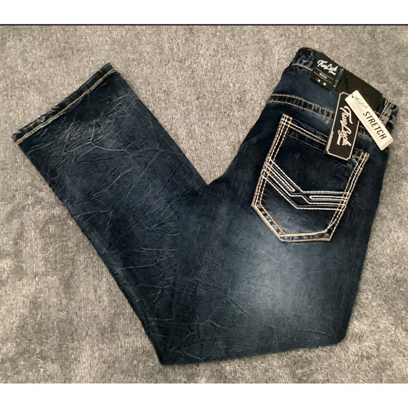 True Luck Jeans Men`s Size 36x30 Blue Denim Bootcut Stretch Western Embroidered - Picture 11 of 11